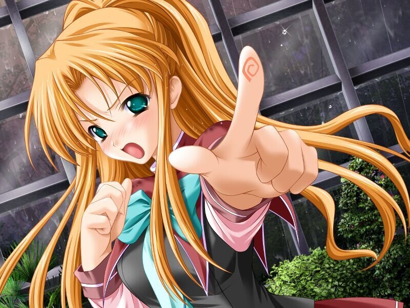 anime girl pointing at viewer