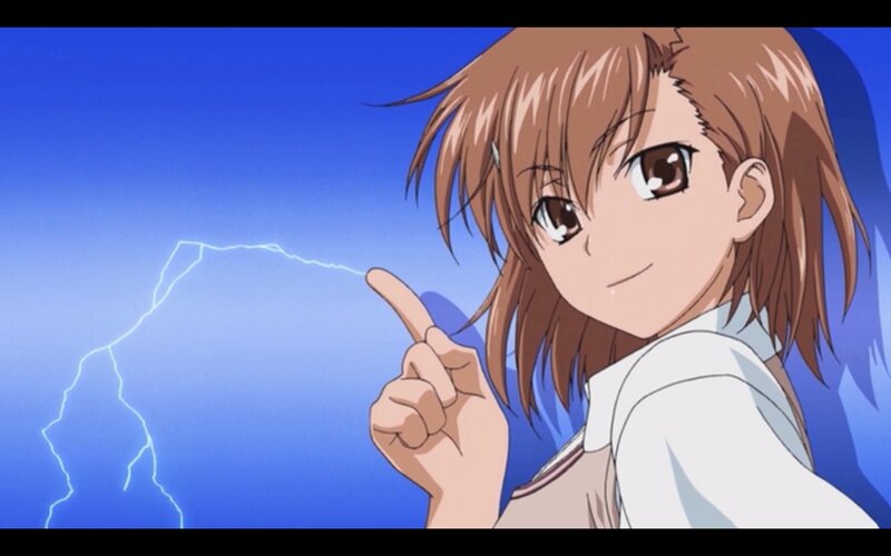 Anime Girl Pointing — Blue, Dramatic, Lightning, Hand Gesture