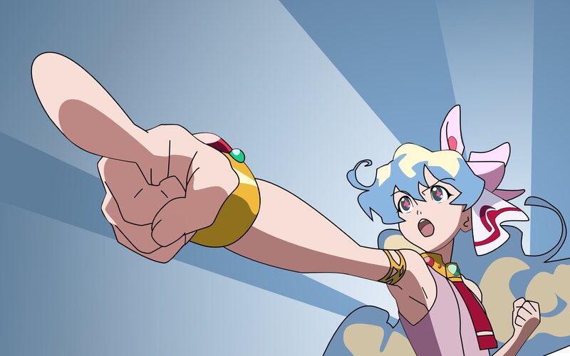 Anime Girl Pointing — Blue, Dramatic