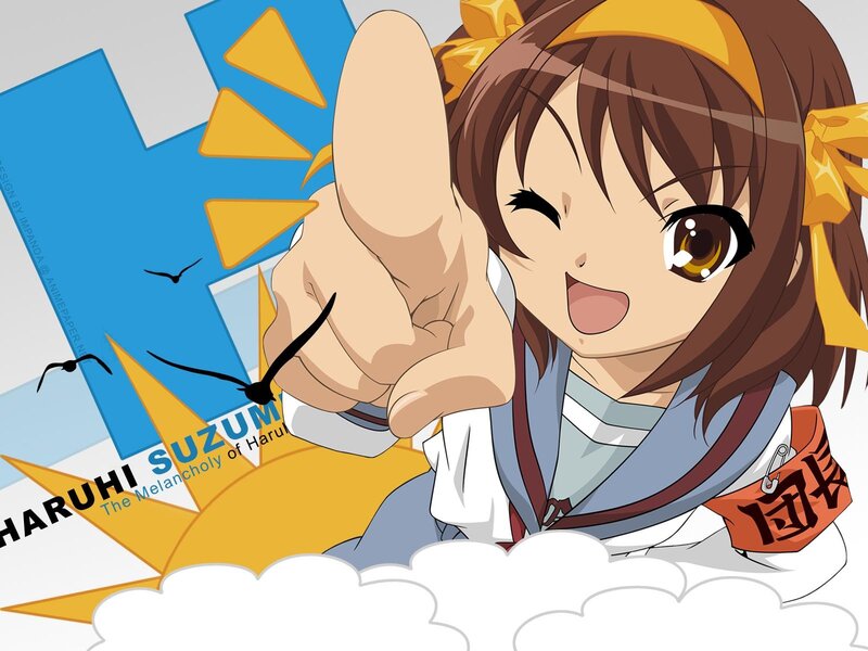Anime Girl Pointing — Blue, Energetic, Morning