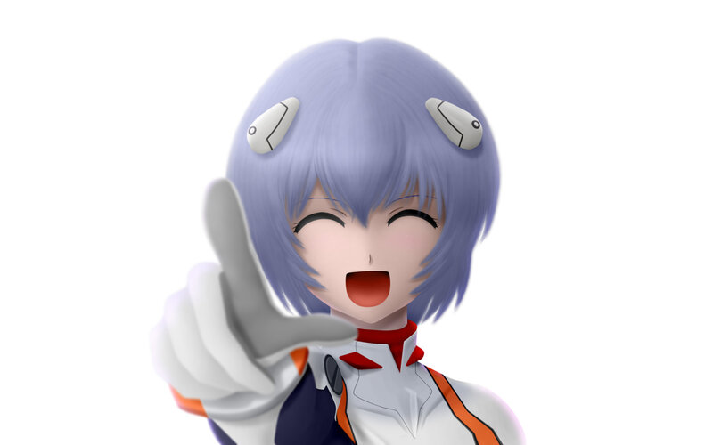 Anime Girl Pointing — Blue, Playful, 3d Render