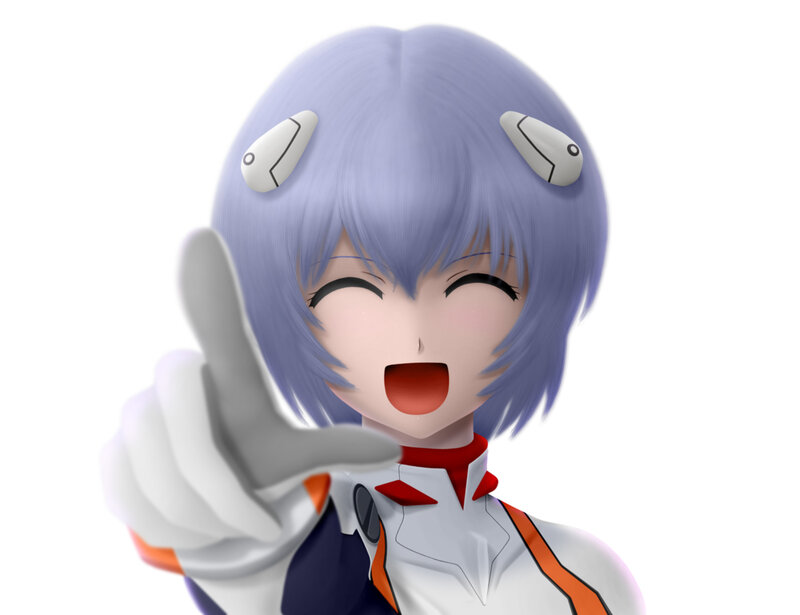 Anime Girl Pointing — Blue, Playful
