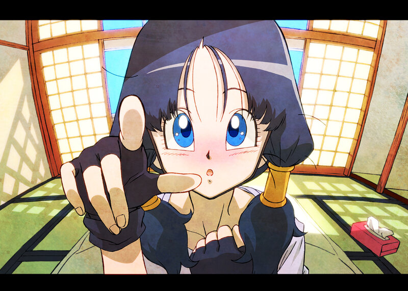 Anime Girl Pointing — Blue