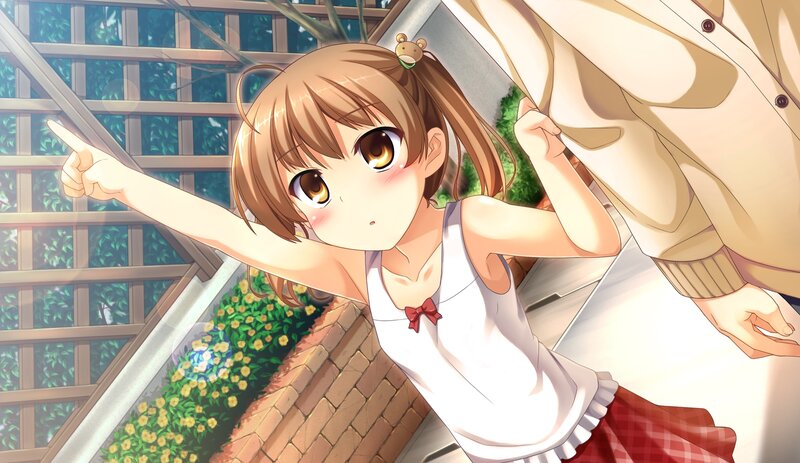 Anime Girl Pointing — Brown, Playful