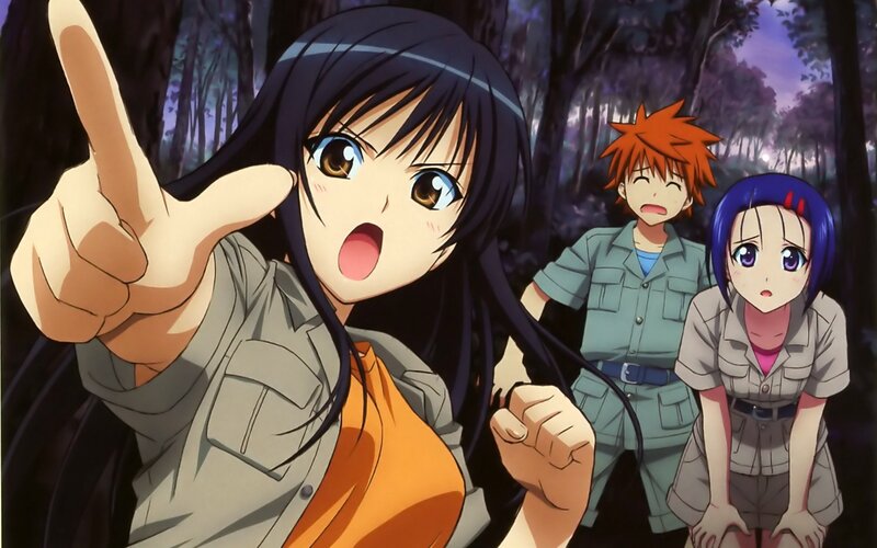 Anime Girl Pointing Finger — Black, Dramatic, Night, Forest