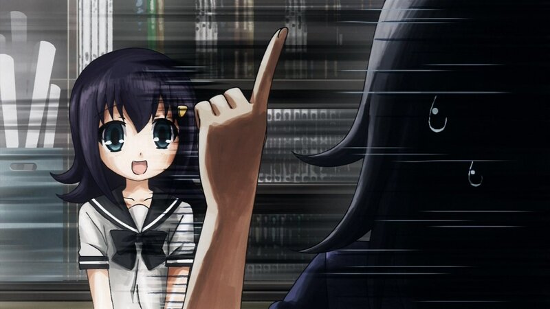 Anime Girl Pointing Finger — Black, Dramatic
