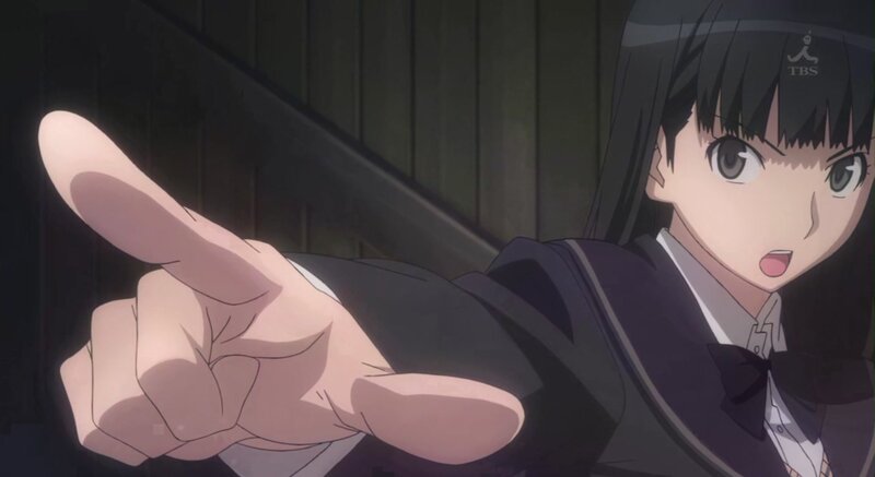 Anime Girl Pointing Finger — Black