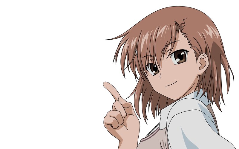 Anime Girl Pointing Finger — Brown, Playful