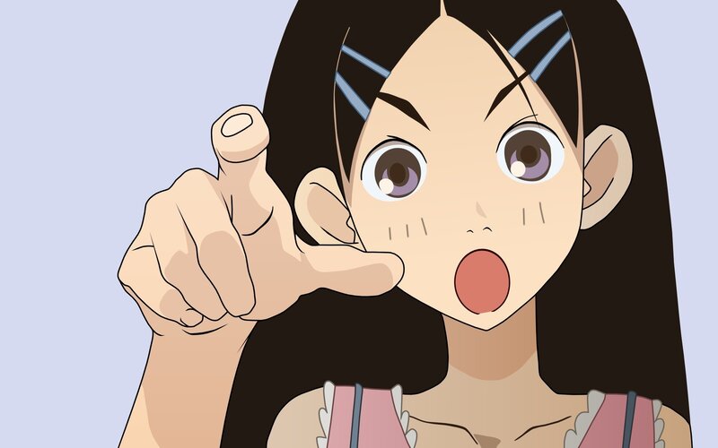 Anime Girl Pointing Finger — Brown