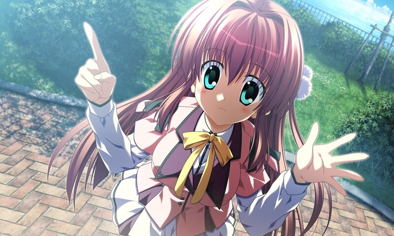 Anime Girl Pointing Finger — Pink, Playful