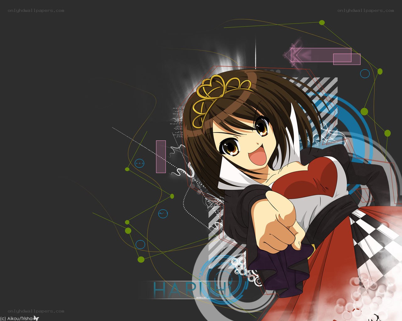 Anime girl pointing forward