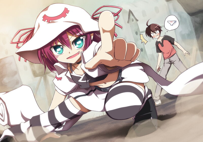 Anime Girl Pointing Forward — White