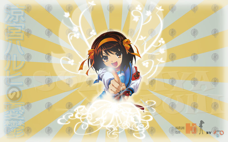 Anime Girl Pointing Forward — Yellow