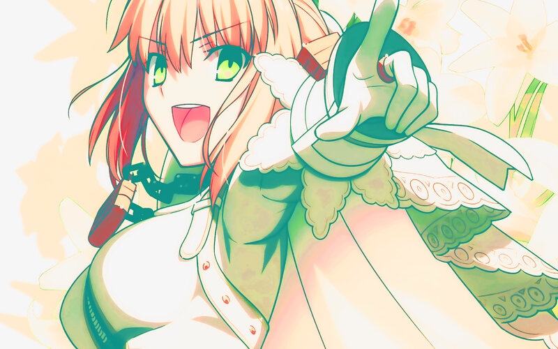 Anime Girl Pointing — Green