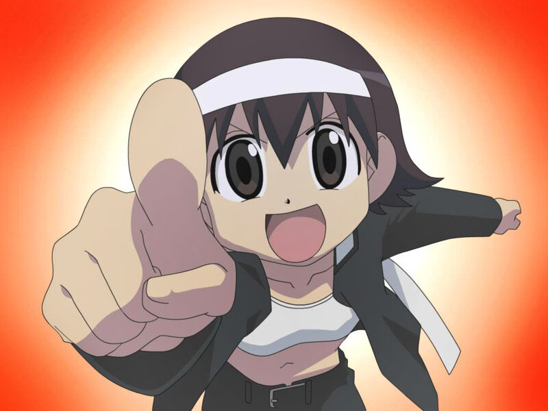 Anime Girl Pointing — Orange, Energetic