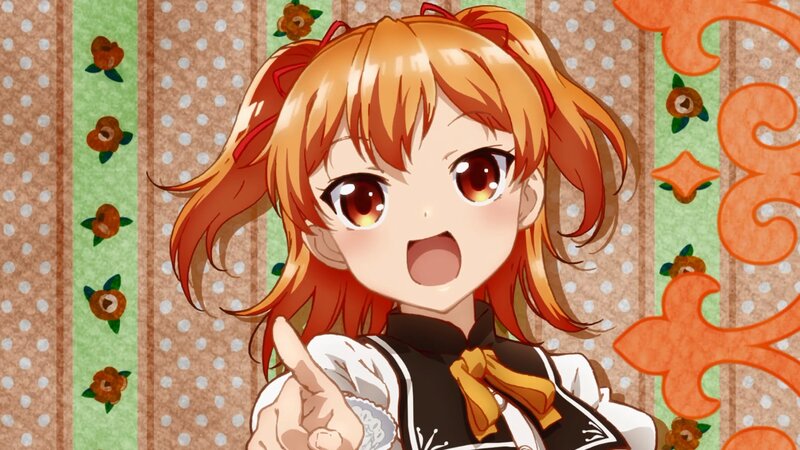 Anime Girl Pointing — Orange, Playful, Pointing Finger