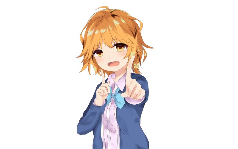 Anime Girl Pointing — Orange, Playful