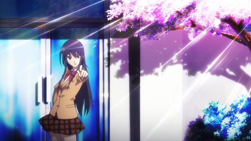Anime Girl Pointing — Purple, Dramatic