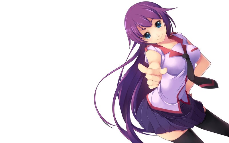 Anime Girl Pointing — Purple, Playful, Pointing Hand
