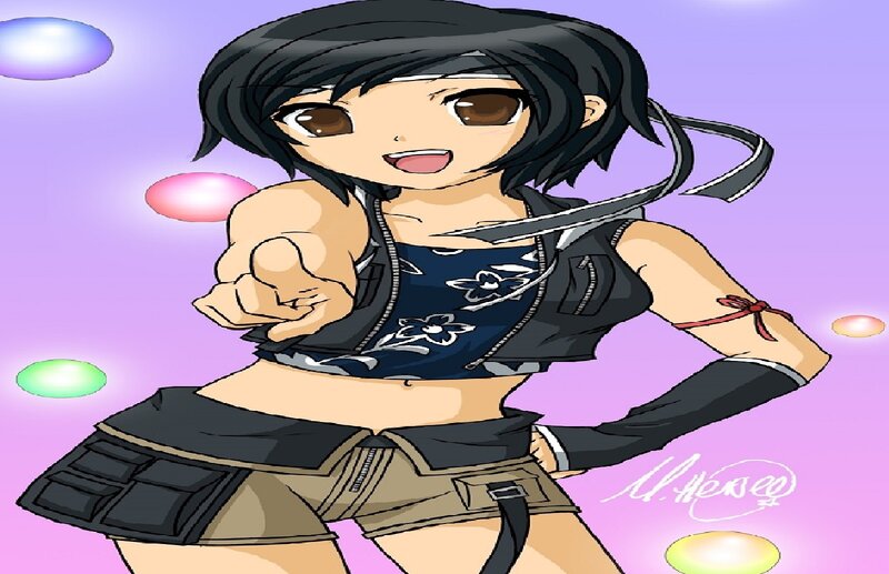 Anime Girl Pointing — Purple, Playful