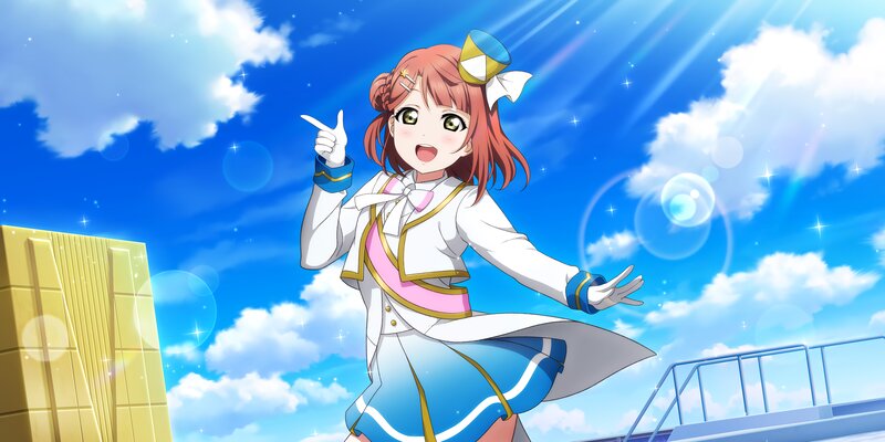 Anime Girl Pointing Up — Blue