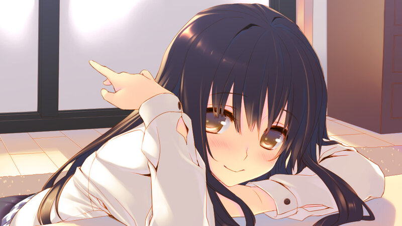 Anime Girl Pointing — White, Calm, Afternoon