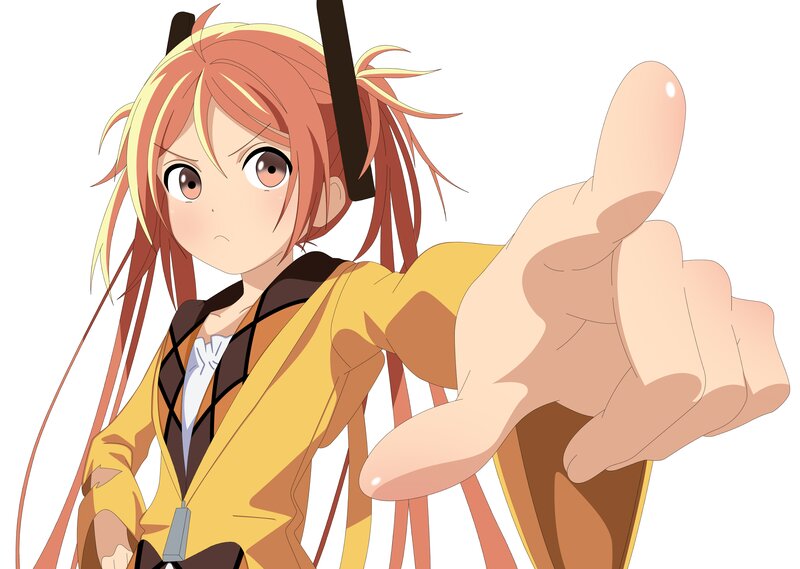 Anime Girl Pointing — Yellow, Assertive