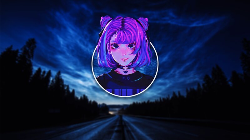 Anime Girl Portrait — Blue, Dramatic