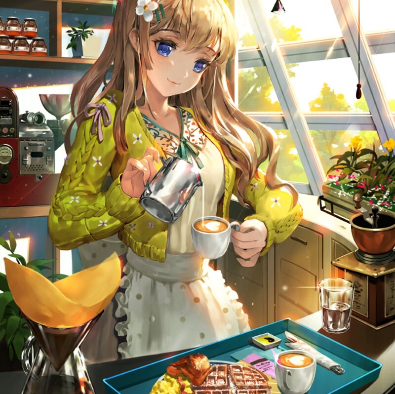 Anime Girl Pouring Coffee