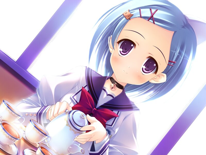 Anime Girl Pouring Tea — Blue