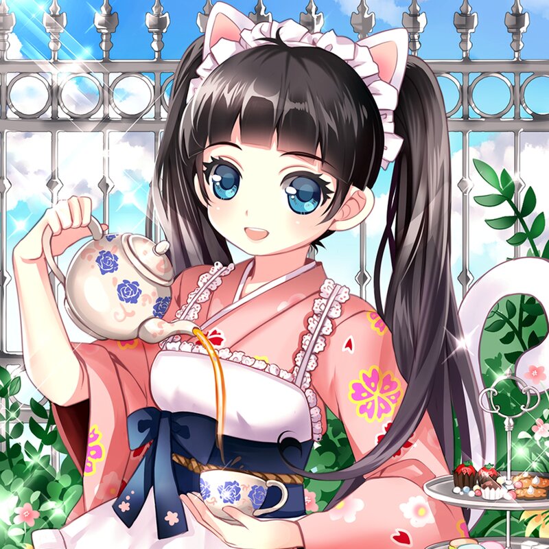Anime Girl Pouring Tea — Pink