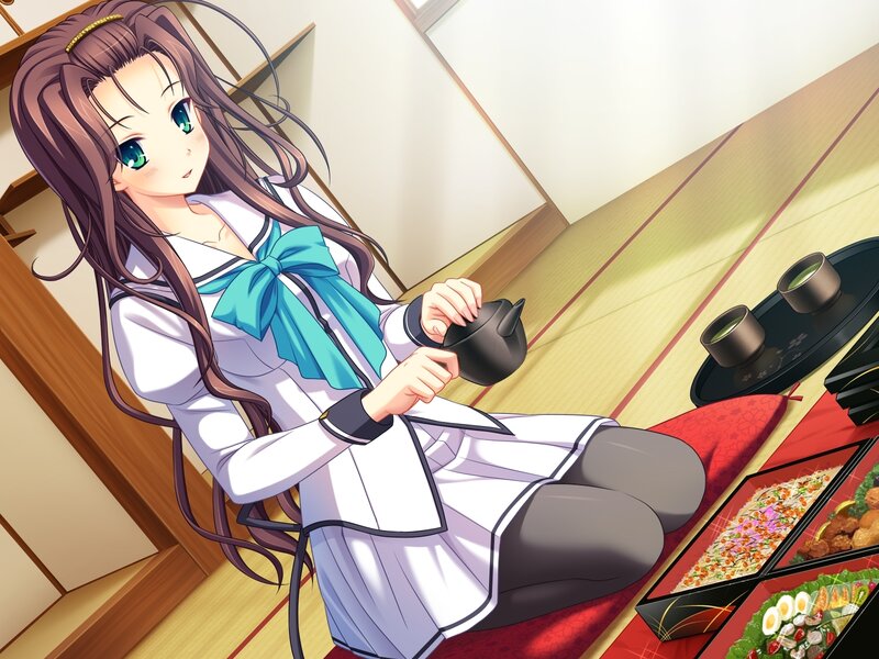 Anime Girl Pouring Tea — White, Calm
