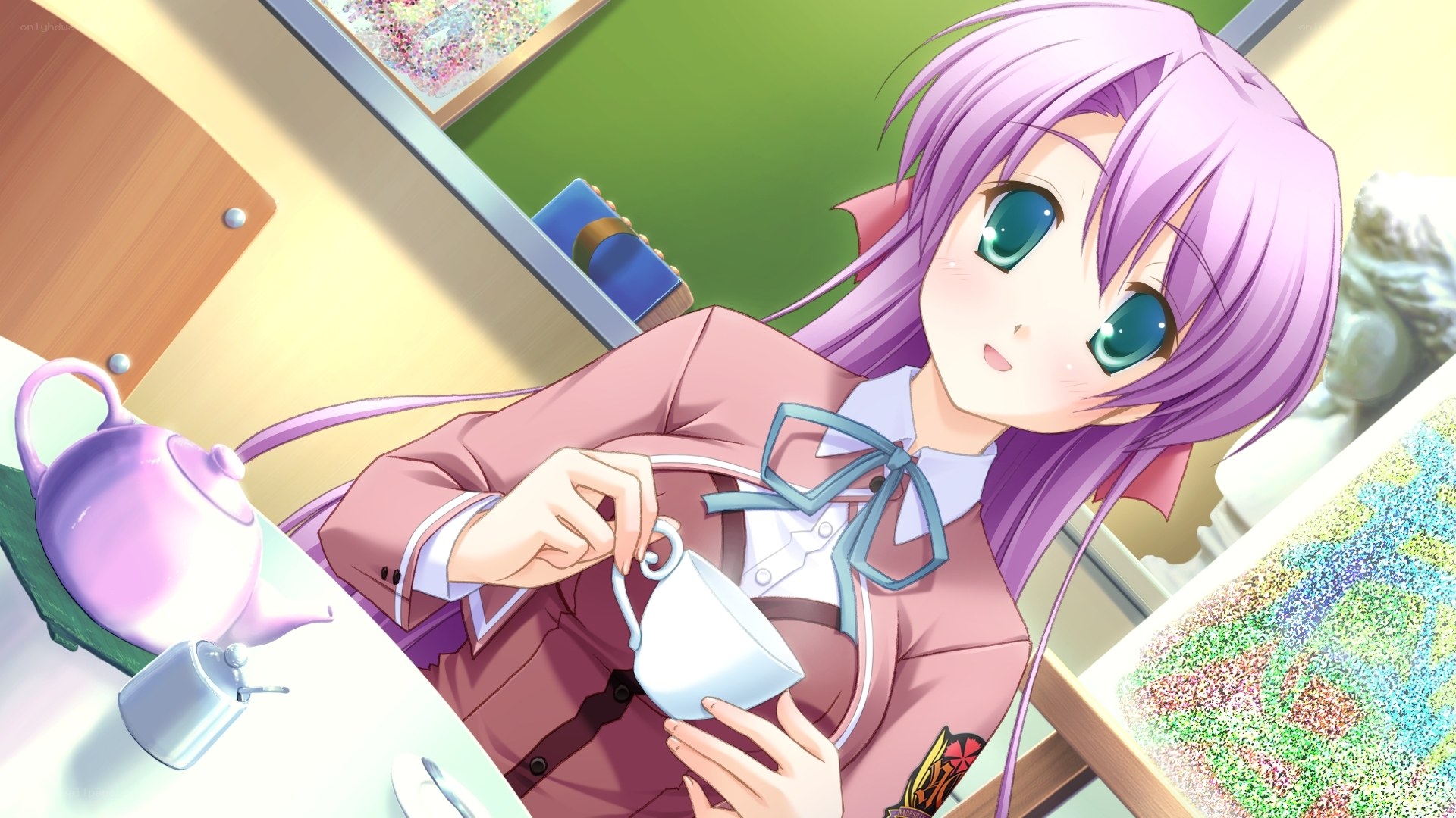 anime girl pouring tea