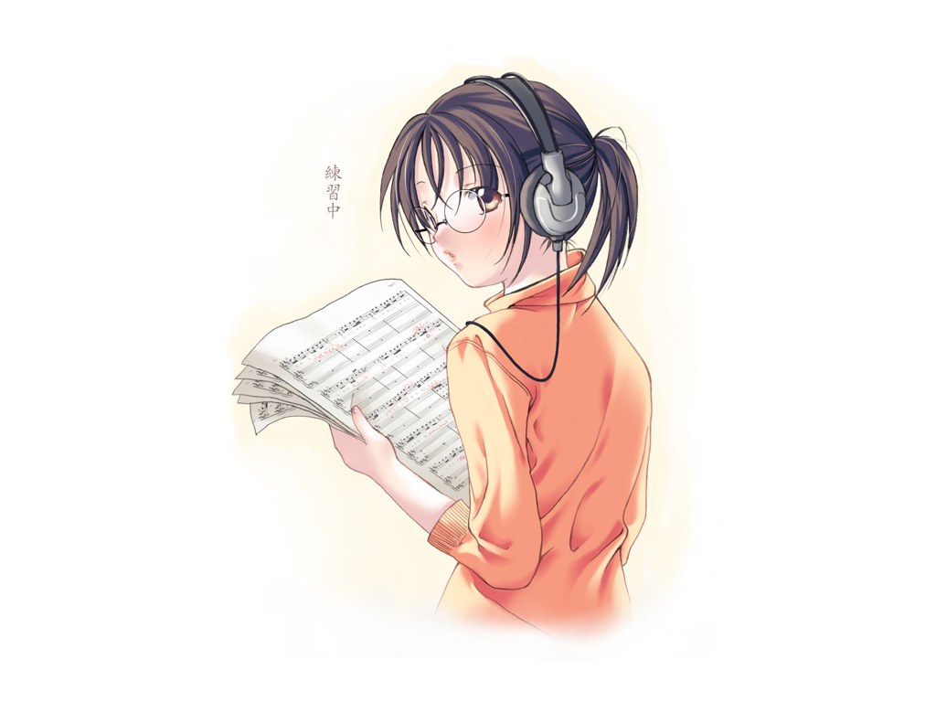 anime girl practicing music