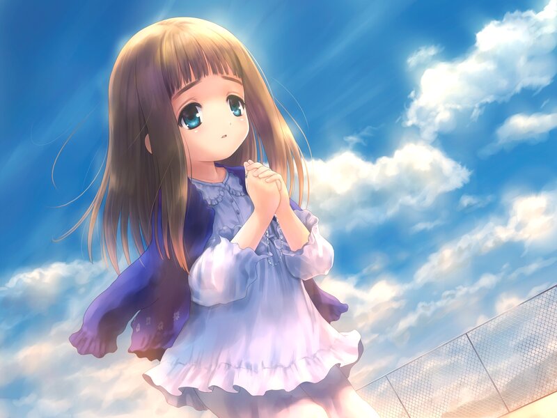 Anime Girl Praying — Blue