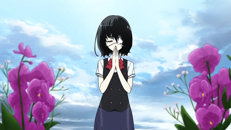 anime girl praying in garden