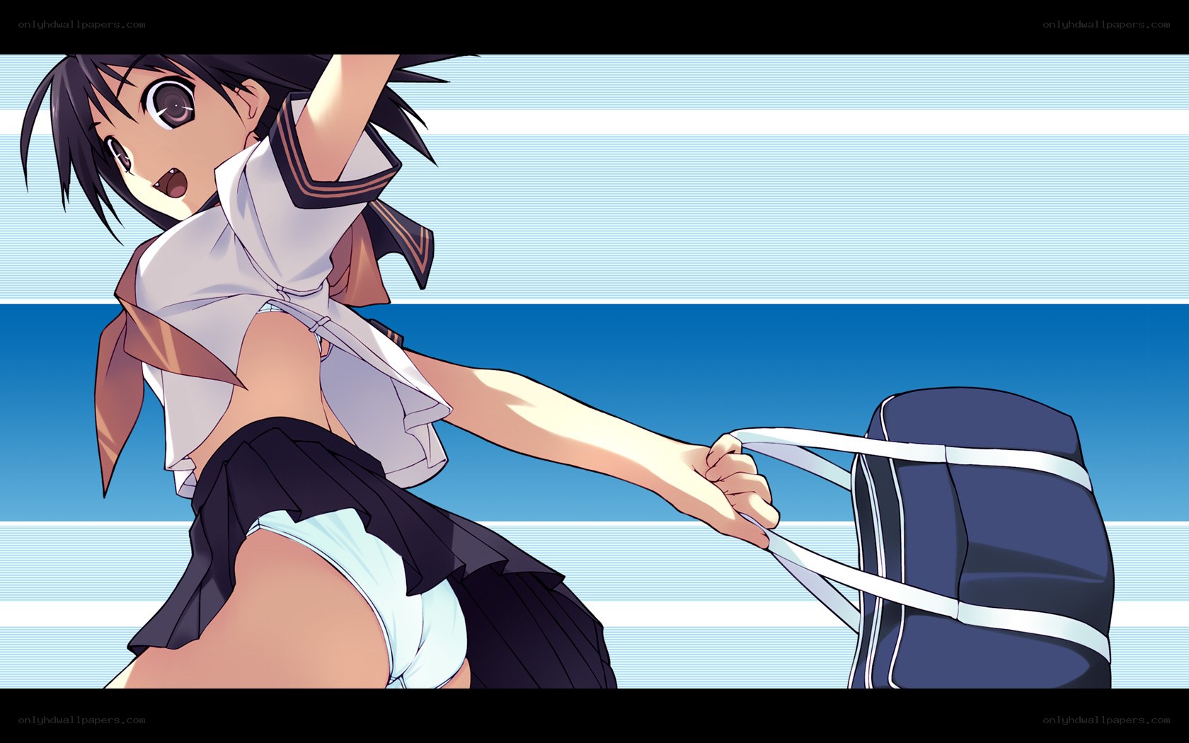 anime girl pulling bag