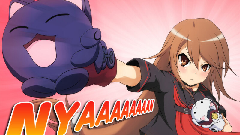 anime girl punching cat