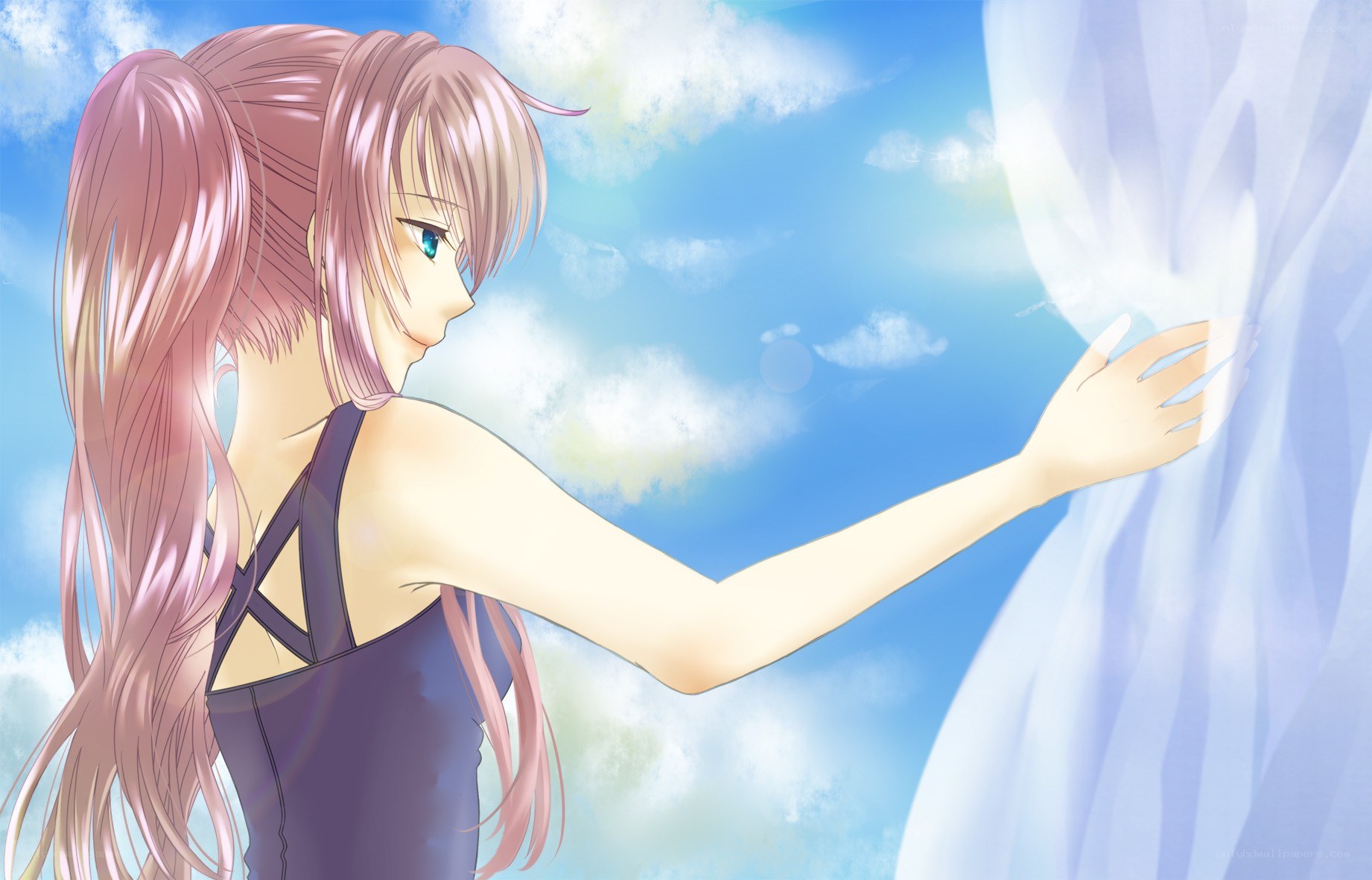 anime girl reaching for light