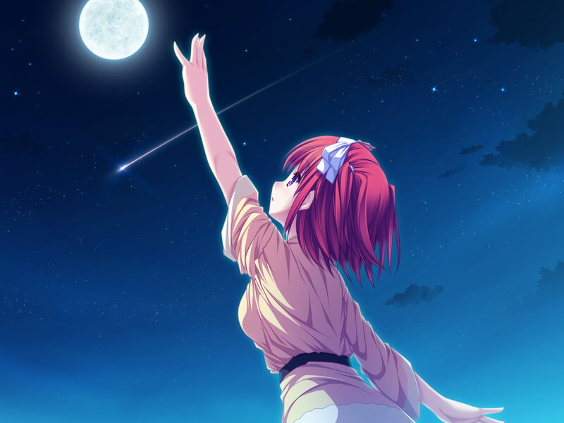 Anime Girl Reaching for Moon