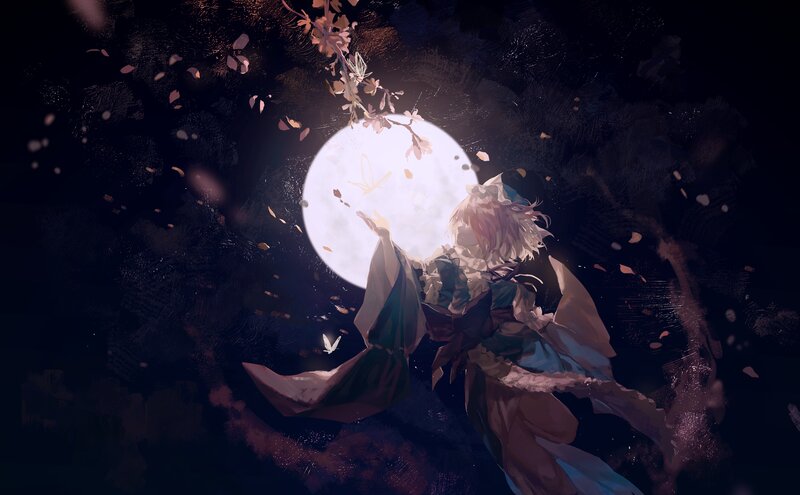 Anime Girl Reaching for Moon — White