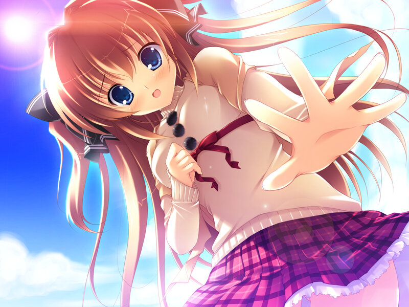 Anime Girl Reaching Forward — Blue