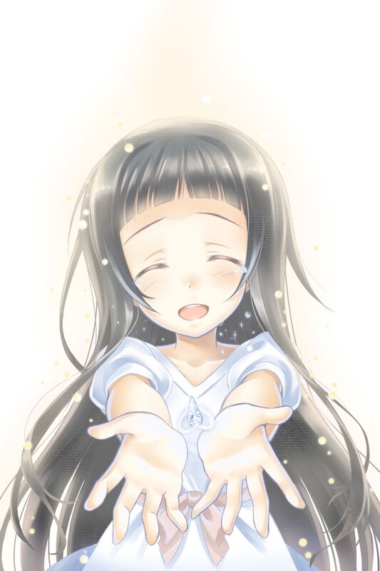 Anime Girl Reaching Forward — White, Serene