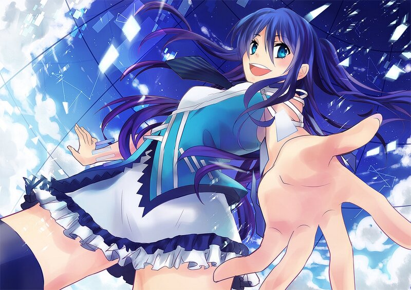 Anime Girl Reaching Out — Blue, Dynamic