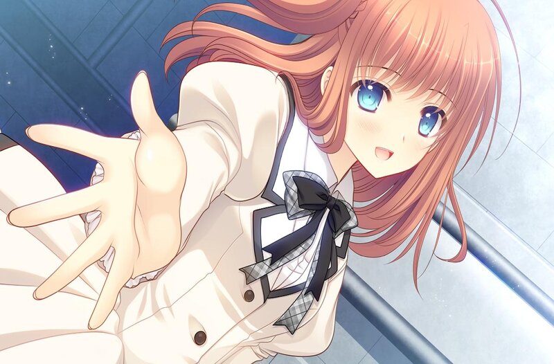 Anime Girl Reaching Out — White, Playful