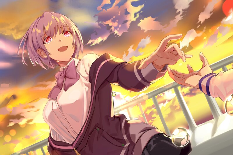 Anime Girl Reaching Out — Yellow