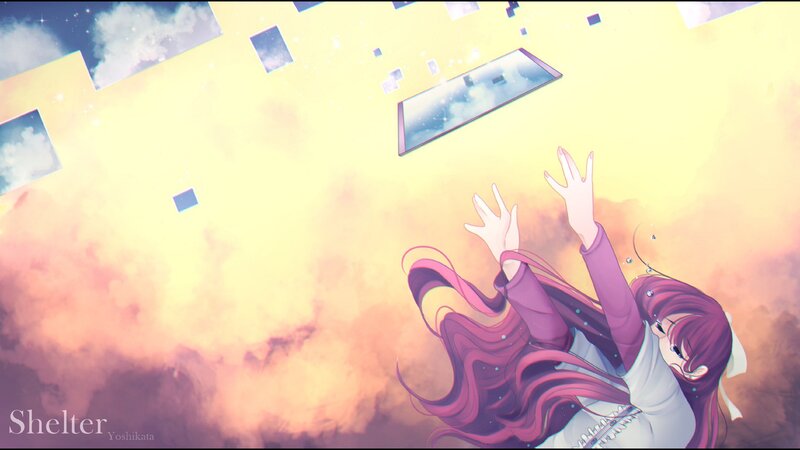 Anime Girl Reaching Up — Yellow