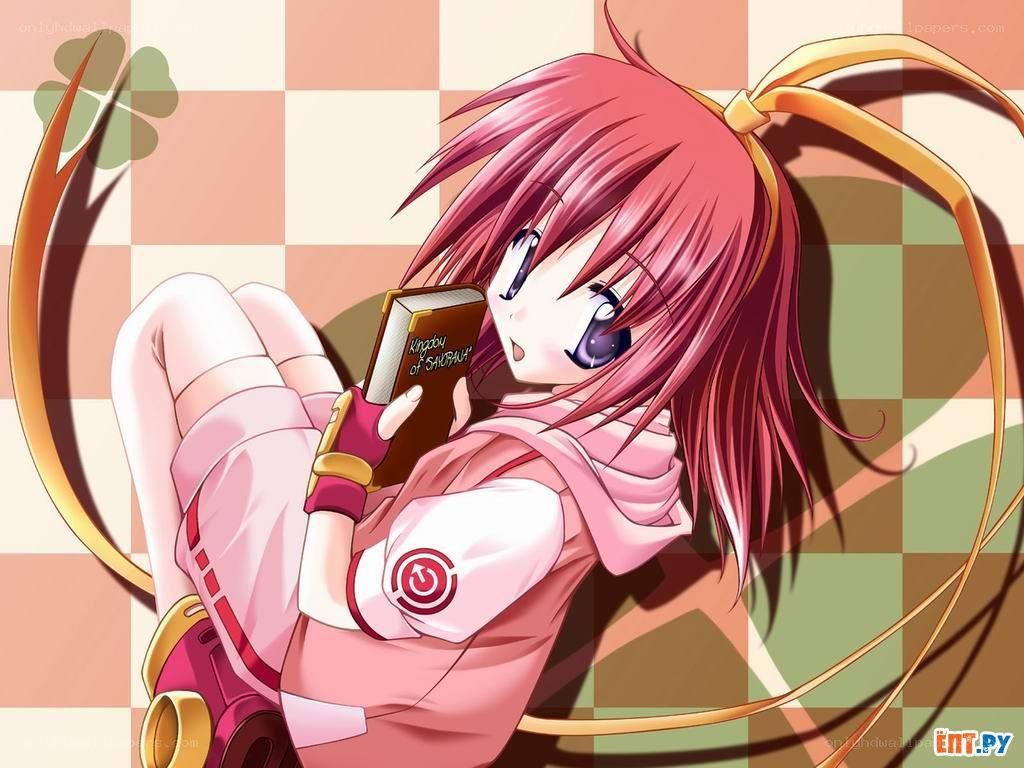 Anime girl reading a book