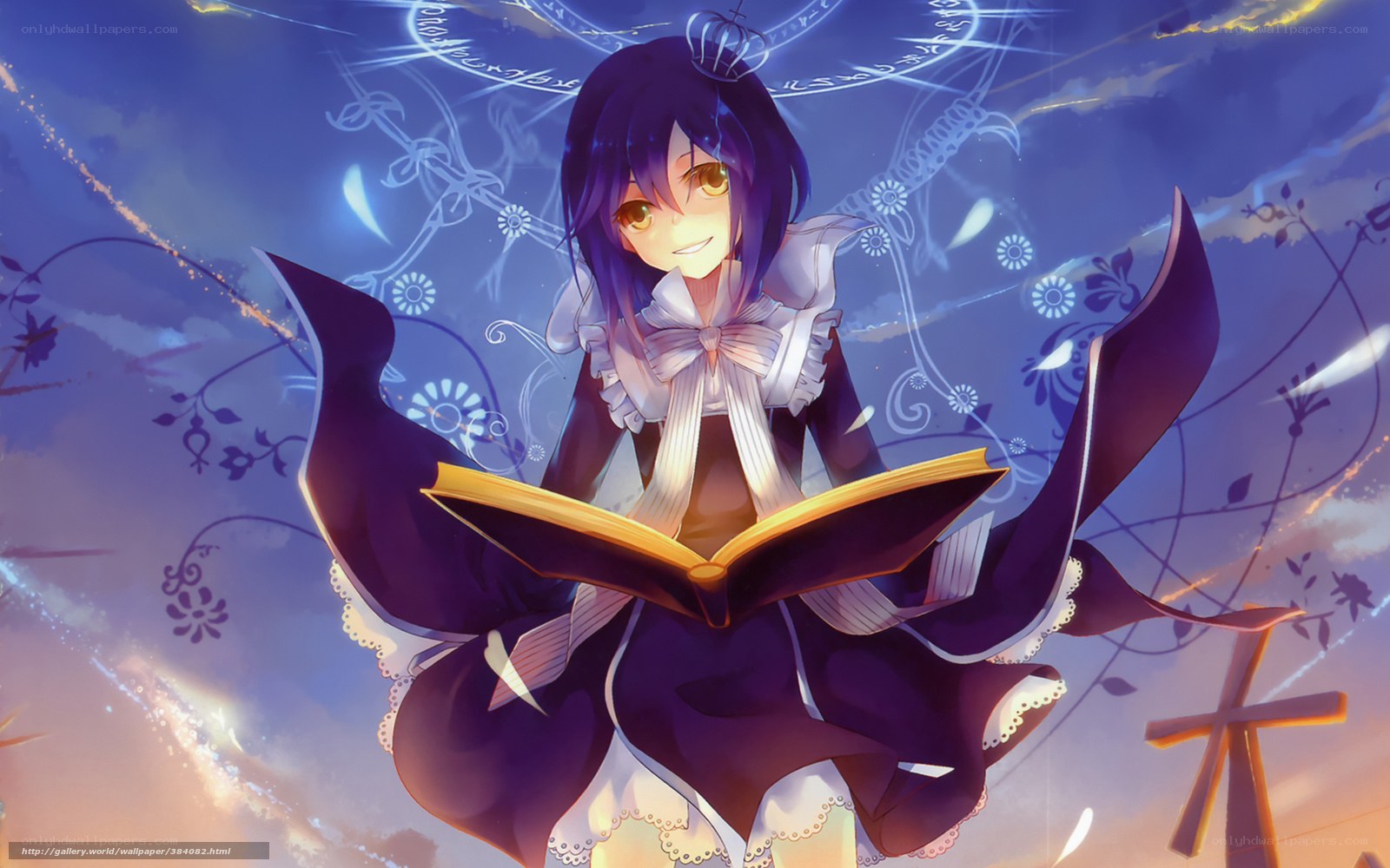 Anime girl reading a book