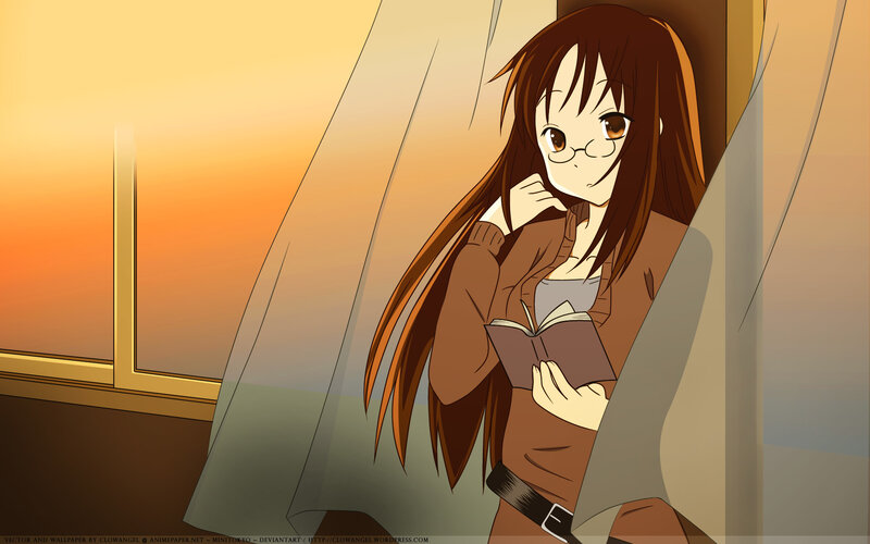 anime girl reading at sunset